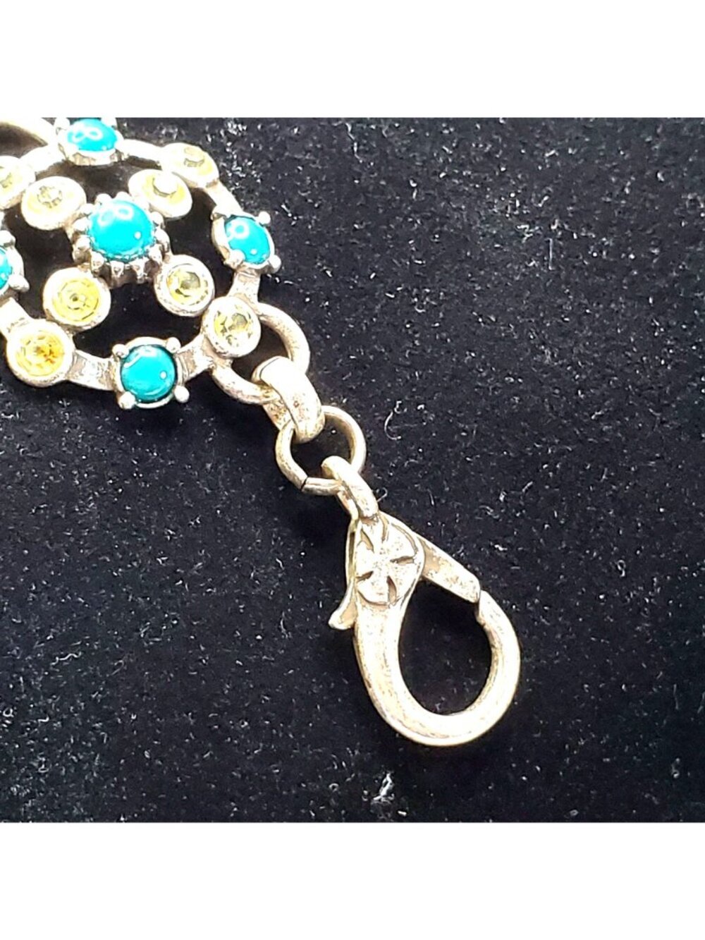 VTG LUCKY BRAND Statement Bracelet Green and Light Yellow Set In Silver Tone - Picture 8 of 8